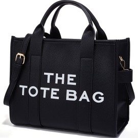 The Tote Bag de piel grande para mujer, TOTEBAG Bolsas de mujer, Bolsa Tote Bag Mujer, Bolso de mano con cierre, para Viajar, oficina, Regalos Adecuado para Mujeres y Chicas (Negro)