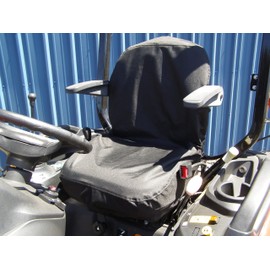 Tractor Backhoe Forklift Heavy Equipment Small Back Seat Cover - Made in USA - Black Vinyl (Canvas)
