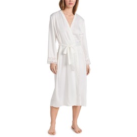 Flora Nikrooz Women's Showstopper Charmeuse Robe, Ivory, White, M