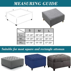 CEYISZHU Thick Stretch Knitted Jacquard Square Ottoman Slipcover - Washable, Elastic Bottom - Storage & Foot Stool Cover (Lake Blue,Small)