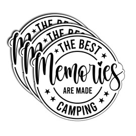 (3Pcs) The Best Memories are Made Camping Sticker – Funny Decals for Water Bottles, Coolers, Car, Laptops – Camping Gifts for Outdoor Lovers, Hikers, Travelers, for Friends, Coworkers 3"x2.8"
