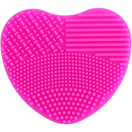 Limpiador de brochas silicona forma corazón dedal limpieza rápida Textura estriada elimina residuos, material sintético , compatible pinceles rostro y ojos, diseño portátil 8.5x7.6cm, fácil