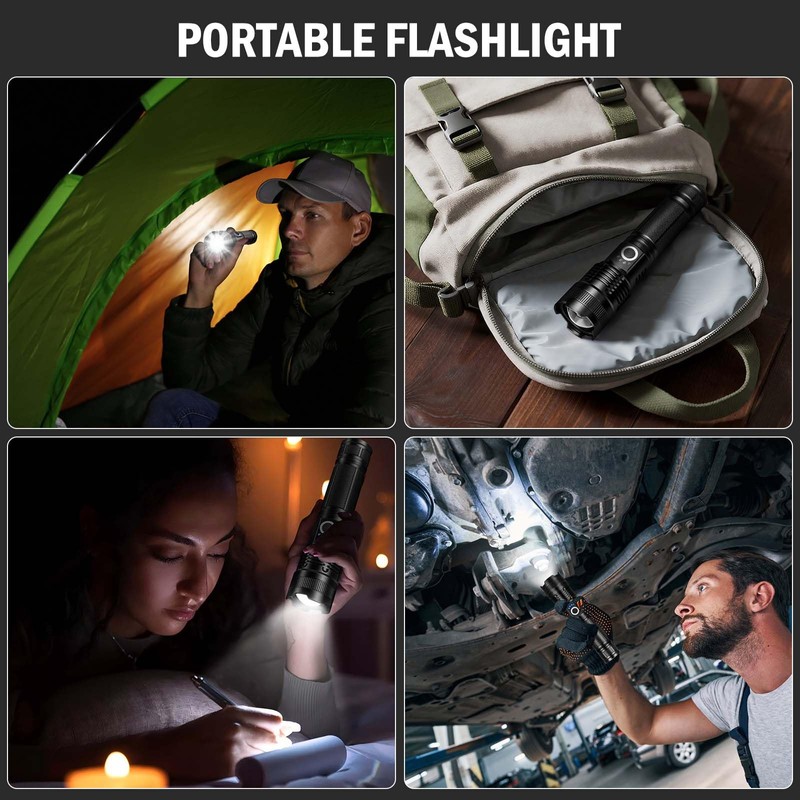 Lylting Rechargeable Flashlights High Lumens, 4 Pack 99,000 Lumens Led