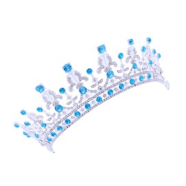 Frcolor Wedding Tiara Crown, Rhinestones Crystal Bridal Pageant Princess Tiara Crown Headband (Blue)