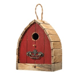Glitzhome 8.5" H Unique Arched Roof Barn Distressed Solid Wood Decorative Outdoor Garden Birdhouse