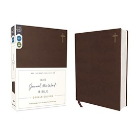 NIV, Journal the Word Bible, Double-Column, Leathersoft, Brown, Red Letter, Comfort Print: Reflect, Take Notes, or Create Art Next to Your Favorite Verses