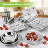 Offiper 304(18/8) Stainless Steel Compartment Plates, Set of 2 Rectangular