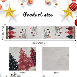 SEDEX Christmas Table Runner Xmas Theme Decoration Seasonal Red Pine Trees Merry Christmas Holiday Kitchen Dining Table Cloth 72" Long for Home Party Decor