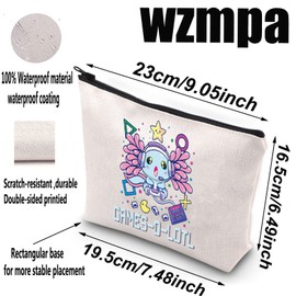 WZMPA Gamer Axolotl Cosmetic Makeup Bag Axolotl Lover Gift Gamesolotl Video Games Lizard Makeup Zipper Pouch Bag For Women Girls (Gamer Axolotl)
