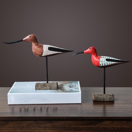 Bird Statue | Porch Long Billed Bird Sculptures Wooden | Miniature Bird Figurine Painted Sculpture Desktop for Decoration Home Table Centerpiece