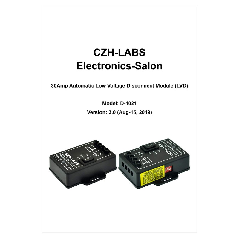 CZH-LABS LVD Low Voltage Disconnect Module. (36V / 30Amp, Black,