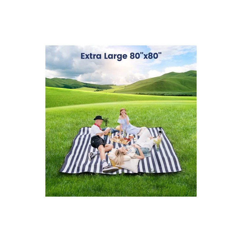 Manta de picnic extragrande de 203 x 203 cm, impermeable,