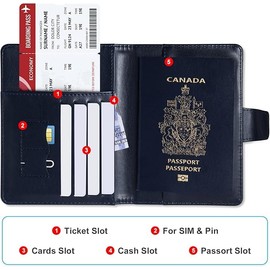 Dlilise Airtag Passport Holder for Travel,Passport Holder with Airtag Slot for Men, RFID Passport Wallet,Black Family Leather Passport Protector Case,Travel Must Haves Airport Essentials.