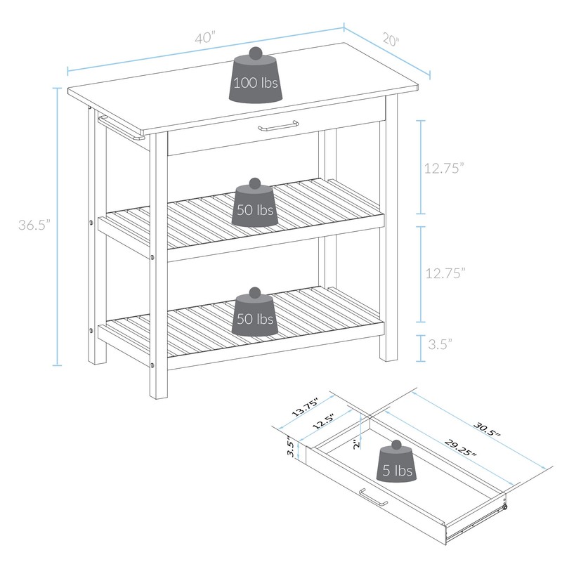 Kitchen Island with Solid American Cherry Top