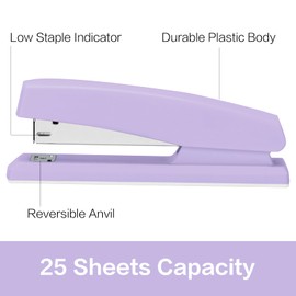 Deli Stapler, Desktop Stapler, 2 Pack, Office Stapler, 25 Sheet Capacity, Includes 2000 Staples and 2 Staple Removers, 2 Pack,Purple