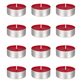 Mega Candles 12 pcs Unscented Red Oversize Tea Lights Candle, Pressed Wax Candles 12 Hour Burn Time, Home Décor, Wedding Receptions, Baby Showers, Birthdays, Celebrations, Party Favors & More