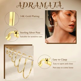 ADRAMATA Silver Hoop Earrings for Men and Women, 14K Gold-Plated Huggie Hoop Earrings, Hypoallergenic Hoop Earrings for Women, 15 mm/20 mm/30 mm/40 mm, Sterling Silver