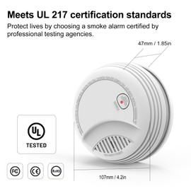 2 Pack Smoke Detector, Photoelectric Sensor Battery-powered Fire Smoke Alarm, LED warning light 85 dB alarm sound, low battery warning, mute and test buttons, suitable for living rooms, bedrooms, etc.