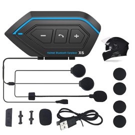 Autbye - Auricular Bluetooth para Motocicleta con MicrFono, Compatible con Intercomunicador Bluetooth 5.0 Casco Moto Se Pueden Conectar Dos...        