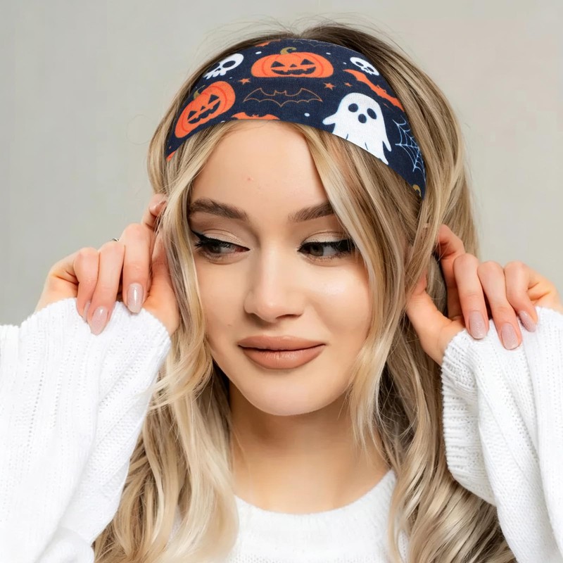 4Pack Halloween Headbands for Women, Trendy Head Bands for Halloween