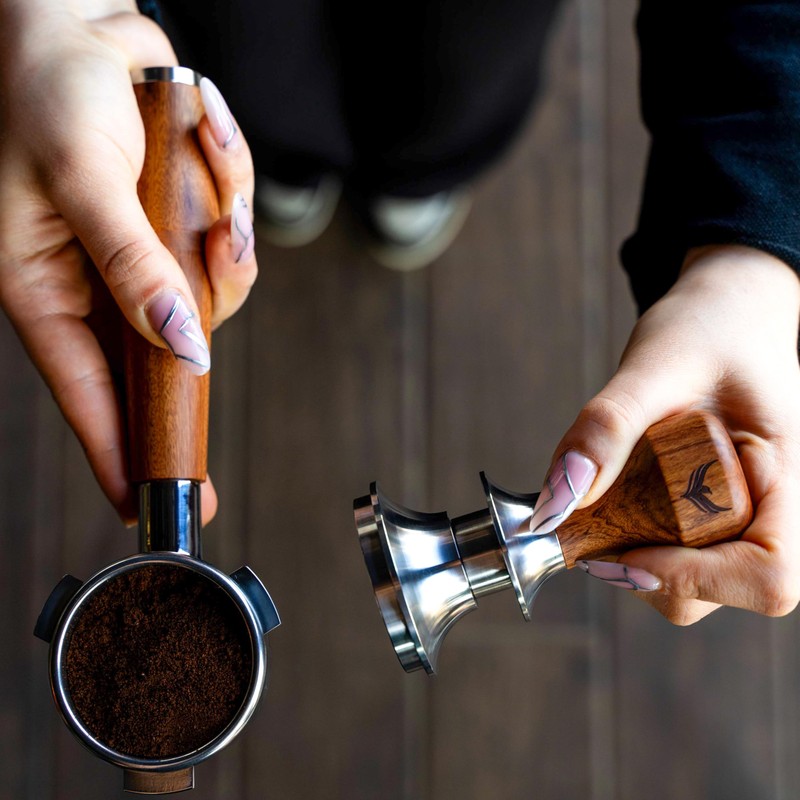 54mm Espresso Tamper for Breville Machine Rosewood KNODOS Auto Leveling,