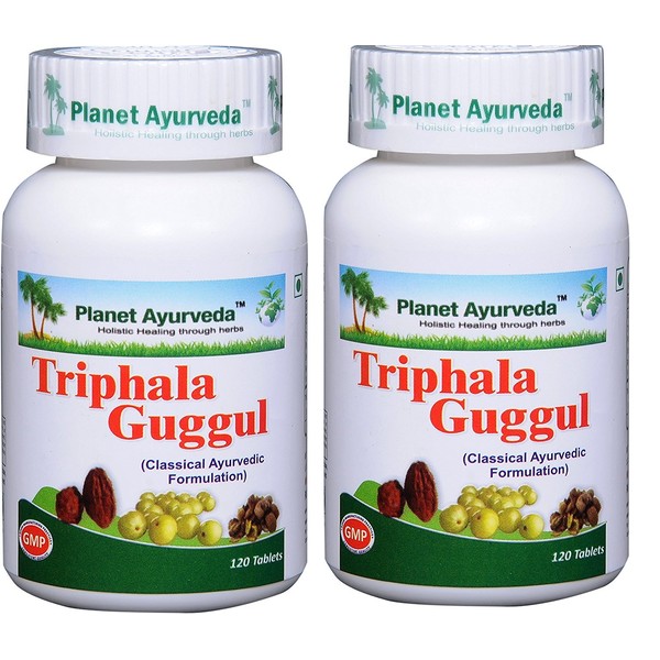 Planet Ayurveda Triphala Guggul - 2 Bottles (Each 120 Tablets, 500mg)