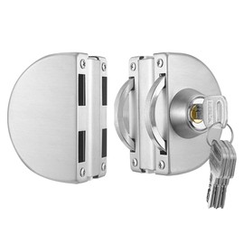 Glass Door Lock, with Key Lock, Frameless 304 Stainless Steel Glass Door Double Lock,Applicable to 10-12 mm Thickness Glass Open Lock