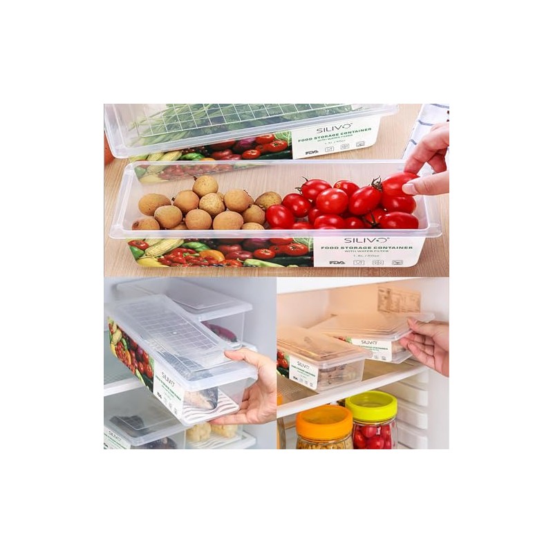 SILIVO 3-Pack Produce Storage Containers for Fresh Fruits & Vegetables