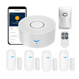 Home Security System: WiFi Door Alarm System with App Alert, Wireless Home Alarm Kit 7 Piece, Door and Window Sensor, Motion Sensor, Remote, Smart WiFi Siren Alarm, Compatible with Alexa Google Home