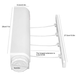 Retractable Clothesline, Plastic Adjustable Clothes Drying Rope Hanger for Indoor Outdoor Use(4 Ropes-A)