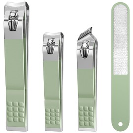 DUCOO Nail Clipper Set, 4 PCS Ultra Sharp Nail Clippers for Men, Women, Adults Toenail Fingernail Clippers, Stainless Steel Nail Cutter & File, Green