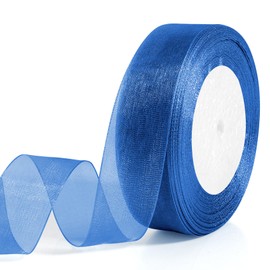 Blue Ribbon for Gift Wrapping 1 Inch 50 Yards Ribbons for Crafts Tulle Ribbon Sheer Ribbon for Flower Bouquet Light Blue Ribbon Candy Gift Ribbon Wrapping Ribbon Holiday Ribbon for Hair Ornaments