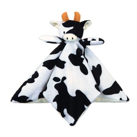 Doindute Baby Cow Soft Stuffed Animal Security Blanket, Plush Cow Character Lovey Blanket, Baby Shower/Nursery Gift, Newborn Infant Toddler Snuggle Blankie for Boys Girls, Orange Horns, 13 Inches