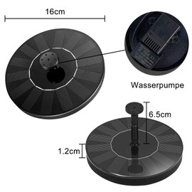 NAIZY Pond Pump Solar Fountain 1.4 W Solar Pump with Multiple Mode Options Solar Fountain Garden Fountain Garden Outdoor for Garden Decoration Garden Pond, Round