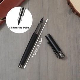 Amaxiu Luxury Metal Pen Set - Fine Nib Fountain Pen with Converter and 10 Black Ink Cartridges for Smooth Writing, Business Office Use (Black)