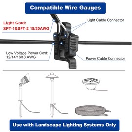 Landscape Light Connectors Low Voltage Wire Connectors 12-18 Gauge UL Listed Fastlock Low Voltage Cable Connector for Landscape Lighting/Pathway Light/Spotlight, Pack of 12--Covering 12 Lights