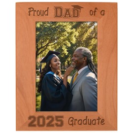ThisWear Family Graduation Gift For Proud Dad of a 2025 Graduate Wood Engraved Portrait 5x7 Photo Frame