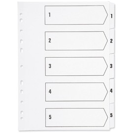 Q-Connect KF01352 Index A4 Multi-Punched 1-5 Polypropylene - White