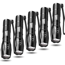 Tactical Flashlights 5 Pack Light Torch Flashlight Brightest LED Flashlight with 5 Modes Adjustable Waterproof Flashlight for Biking Camping
