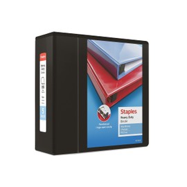 Staples Heavy Duty 5-inch 3-Ring View Binder with D-Rings and Four Interior Pockets, Black, 2/Pack (ST56236-CCVS)