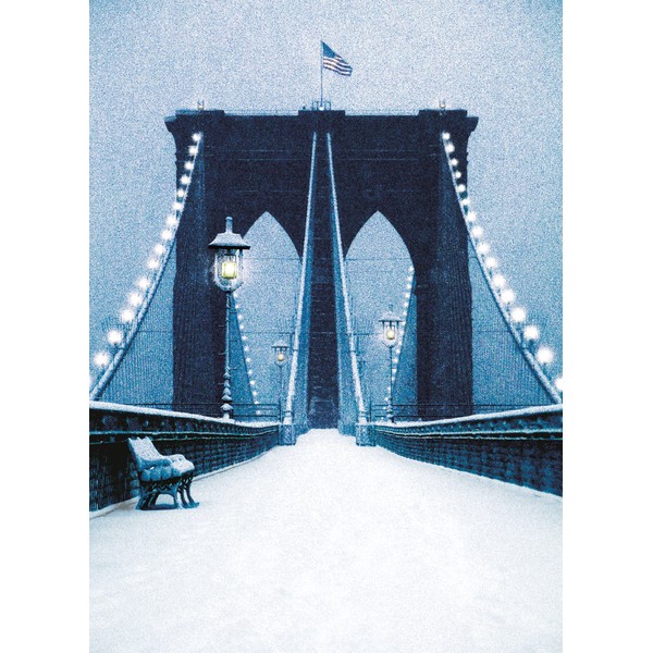 Brooklyn Bridge in Snow. New York Christmas Cards Boxed With Envelopes Set of 12 Holiday Cards And 12 Envelopes. Made in USA