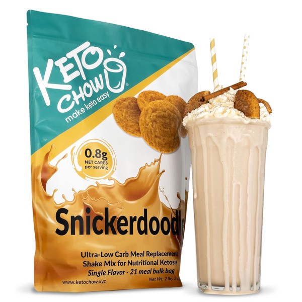 Keto Chow Snickerdoodle | Polvo de batido de reemplazo de comida Keto | Nutricionalmente completo | Bajo en carbohidratos | Delicioso sustituto de comida fácil | Rico en proteínas que eliges la grasa | Paquete de 21 comidas a granel
