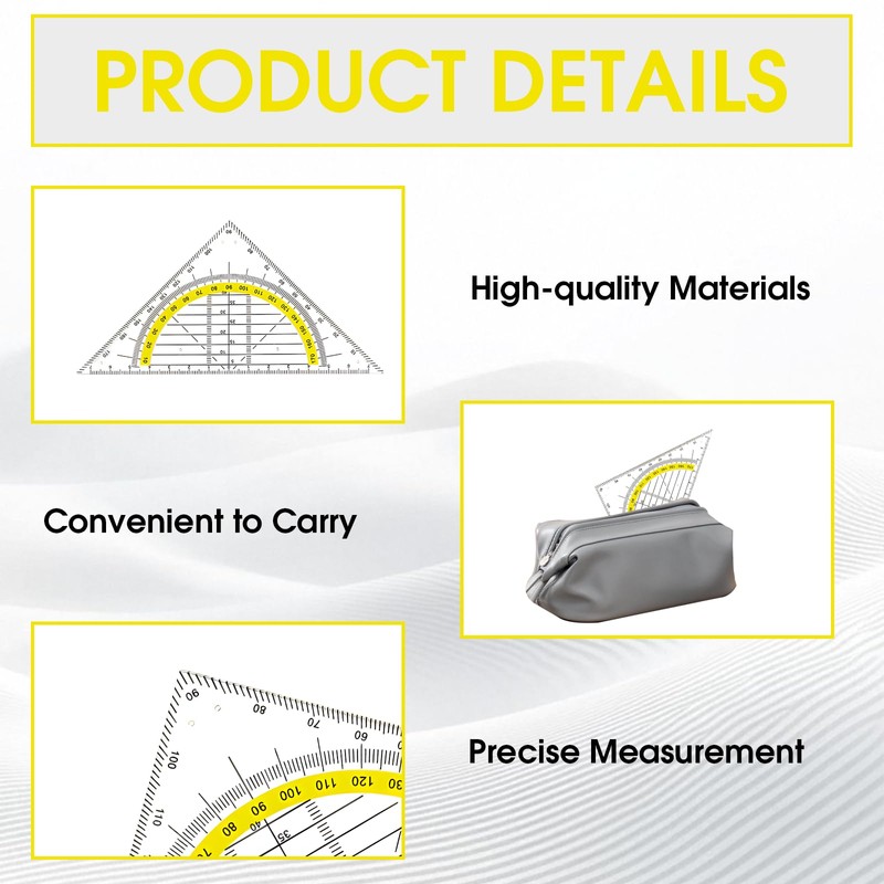 Set of 12 Geometry Triangles, 15.7 cm Plastic Set Square