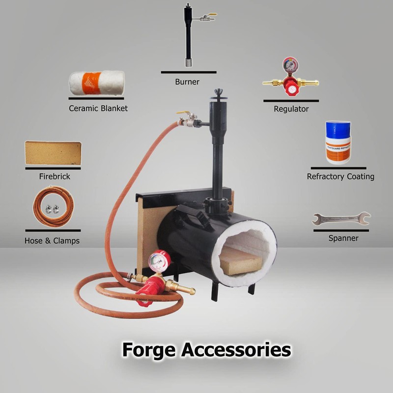 Portable Propane Forge Single Burner with One Side Brick Door,