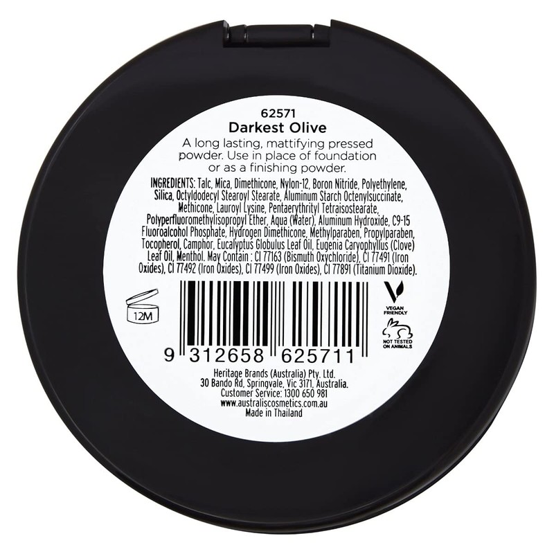 Australis Fresh & Flawless Pressed Powder - Darkest Olive