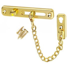 Litensh Door Chain Lock, Stainless Steel Door Guard Anti-Theft Press Lock, Chain Door Guard Lock Latch Sliding Lock for Hotel Home Living Motel Apartment Bedroom Gold