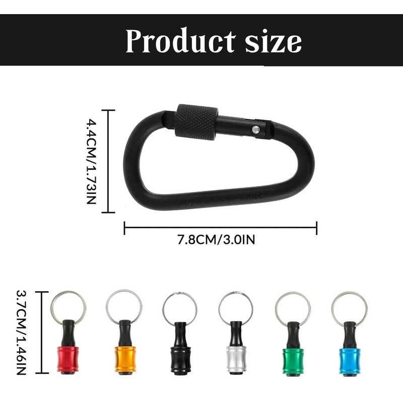 Bit Holder Key Chain, 6Pcs 1/4 Hex Shank Screwdriver Impact