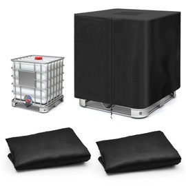 Zhehao IBC Tote Cover Water Tank Protection Cover Zipper 210D Heavy Waterproof Sunscreen Material Outdoor Garden Water Tank Cover (2, 275 Gallon)