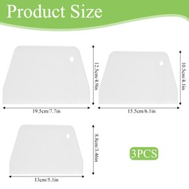 JJUNW Pack of 3 Dough Scrapers, Plastic PP Dough Scraper, Plastic Dough Card, Dough Scraper, Plastic Bread Baking Accessories for Cutting Bread Dough for Dough Cakes, Pizza, Baking Tool, 3 Sizes