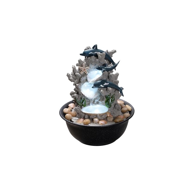 Indoor Tabletop Dolphin Water Fountain with LED Light – Ocean